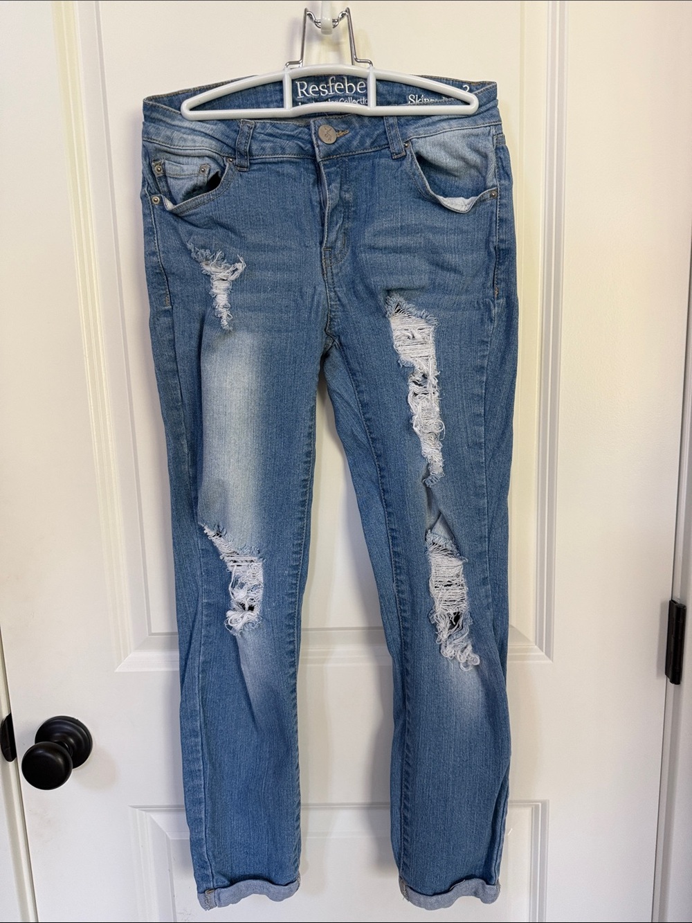 Classic Distressed Light Blue Boyfriend Jeans
